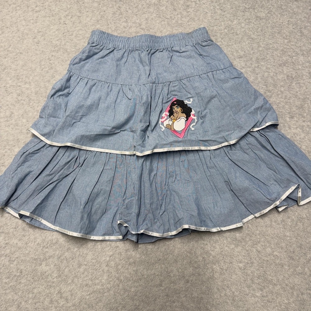 Vintage Disney Hunchback Of Notre Dame Skirt Girls L 8-10 Blue Chambray Peasant
